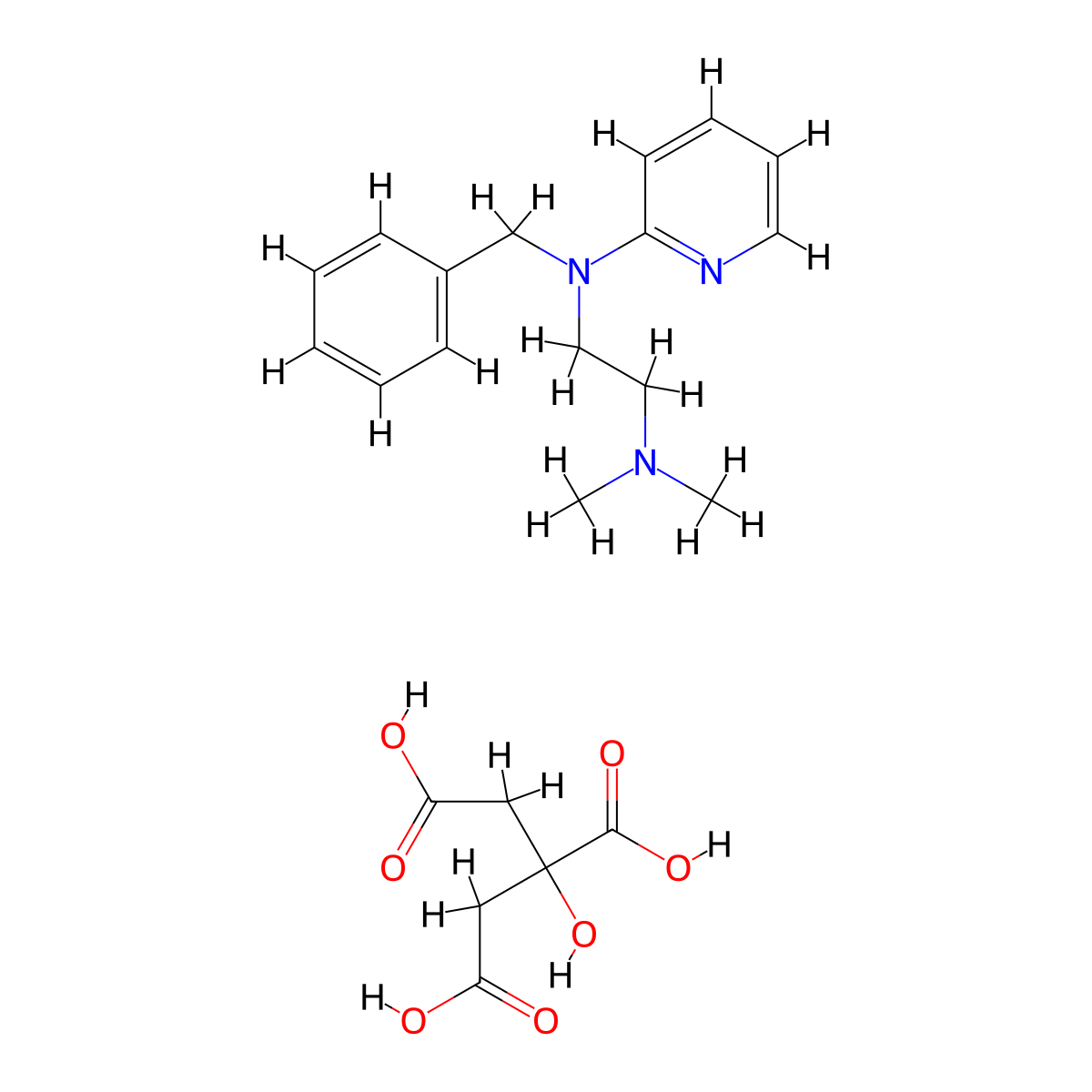 Tripelennamine Citrate molecular structure, CAS 6138-56-3