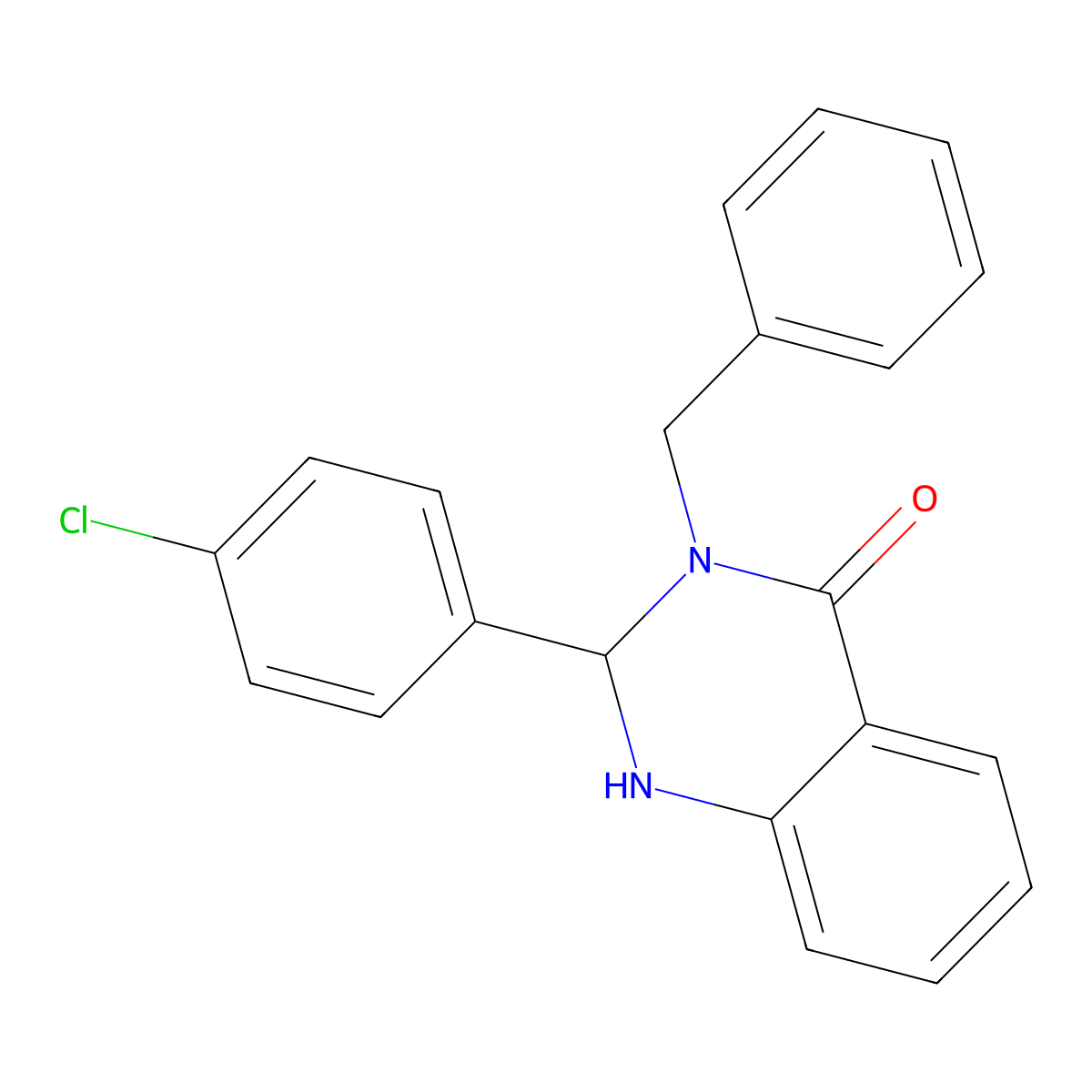 3-benzyl-2-(4-chlorophenyl)-2,3-dihydroquinazolin-4(1H)-one molecular structure, CAS 6138-92-7