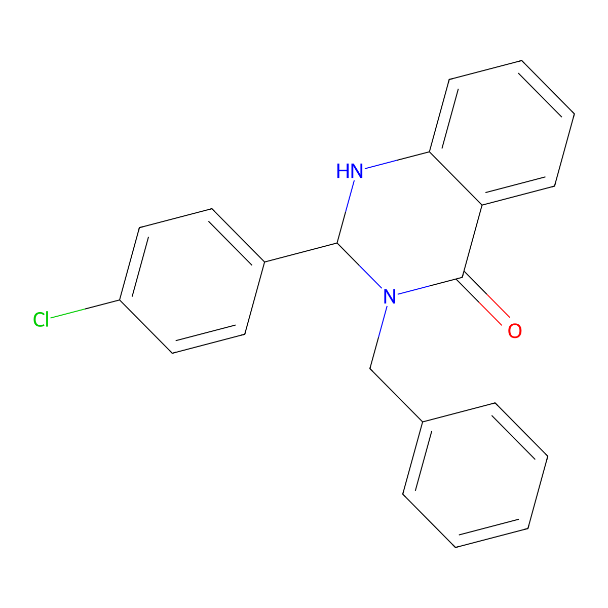 3-benzyl-2-(4-chlorophenyl)-2,3-dihydroquinazolin-4(1H)-one molecular structure, CAS 6138-92-7