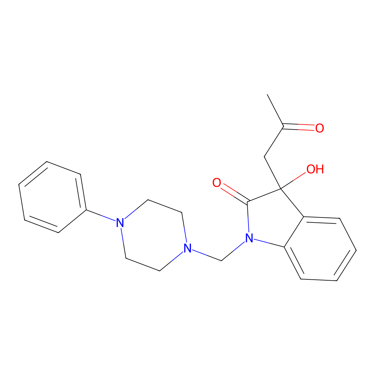 3-Hydroxy-3-(2-oxopropyl)-1-[(4-phenylpiperazin-1-yl)methyl]indol-2-one molecular structure, CAS 61381-55-3