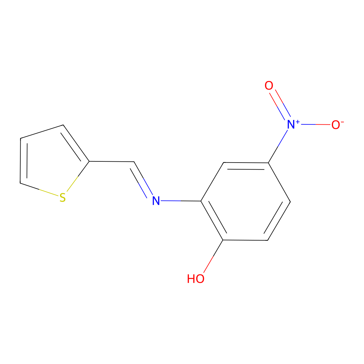 4-Nitro-2-[(2-thienylmethylene)amino]phenol molecular structure, CAS 61382-23-8