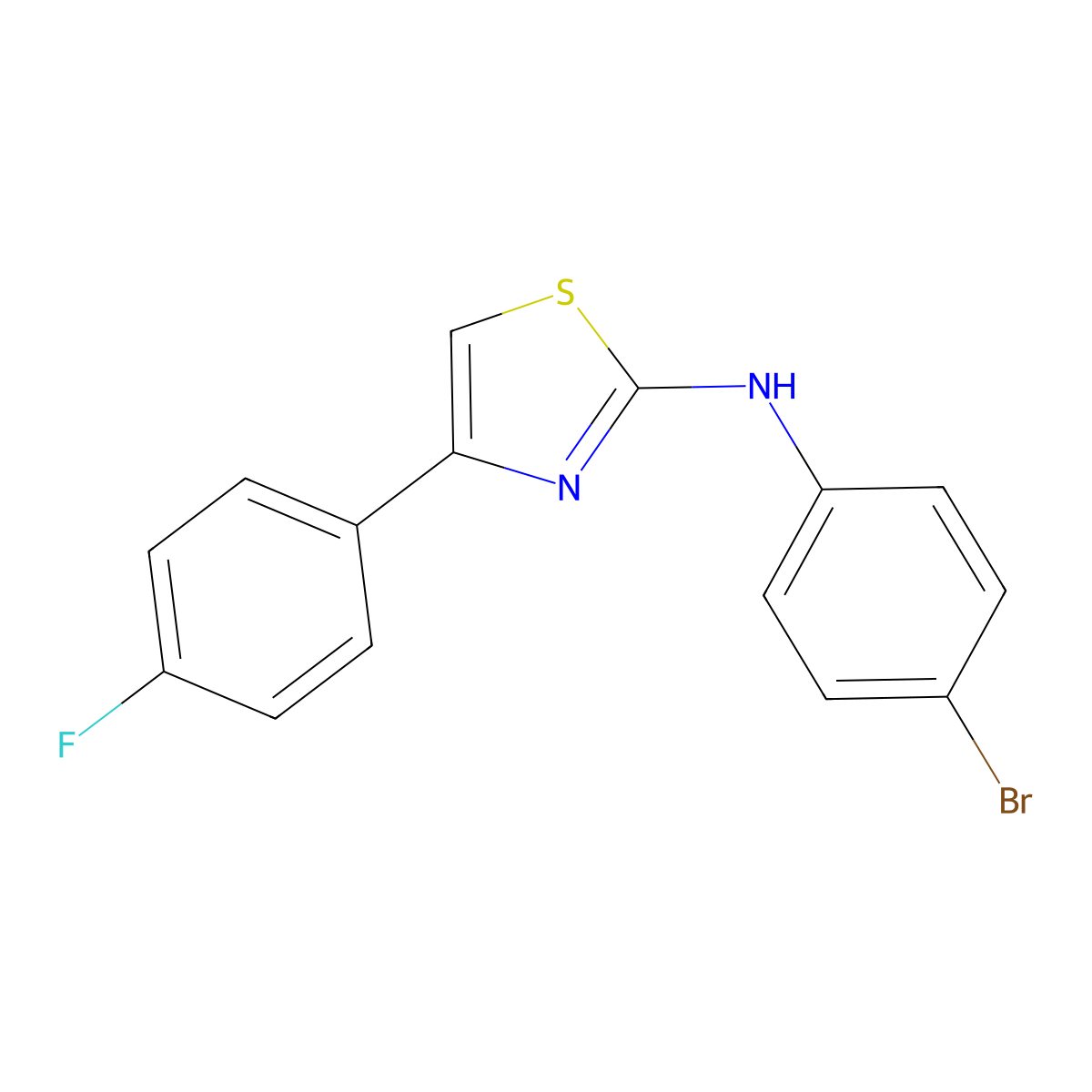 N-(4-Bromophenyl)-4-(4-fluorophenyl)-1,3-thiazol-2-amine molecular structure, CAS 61383-57-1