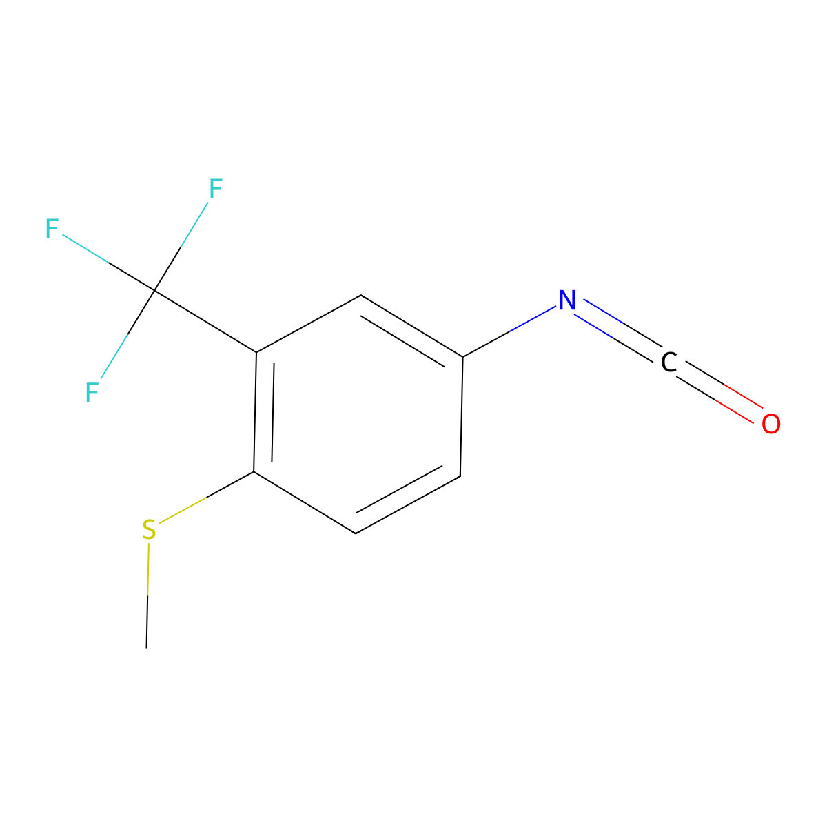 4-Isocyanato-1-(methylsulfanyl)-2-(trifluoromethyl)benzene molecular structure, CAS 61386-59-2