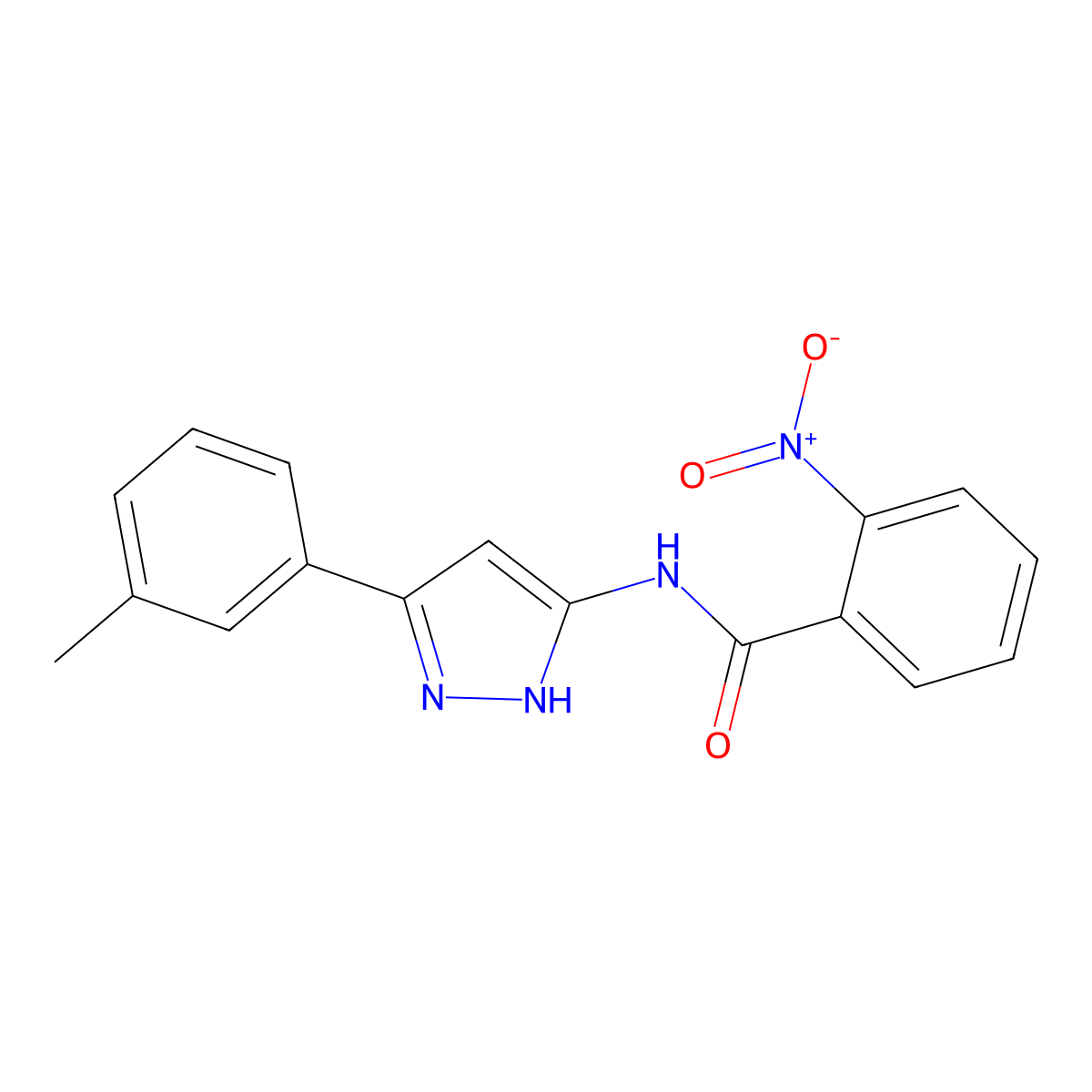 N-[5-(3-methylphenyl)-1H-pyrazol-3-yl]-2-nitrobenzamide molecular structure, CAS 6139-37-3