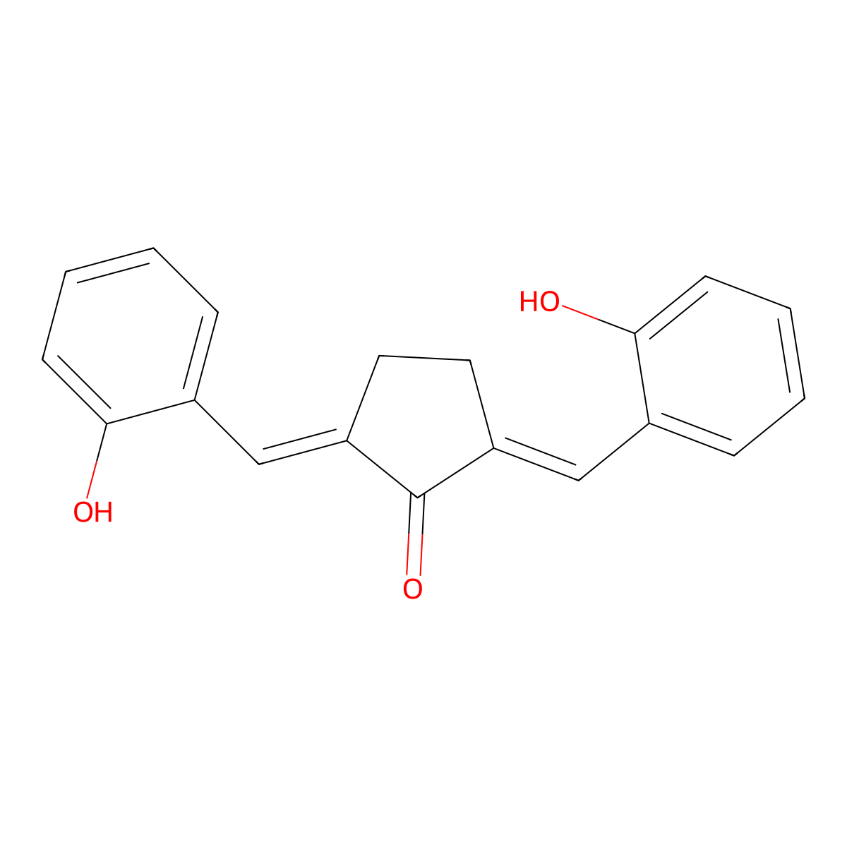 Cyclopentanone, 2,5-bis[(2-hydroxyphenyl)methylene]- molecular structure, CAS 61390-20-3