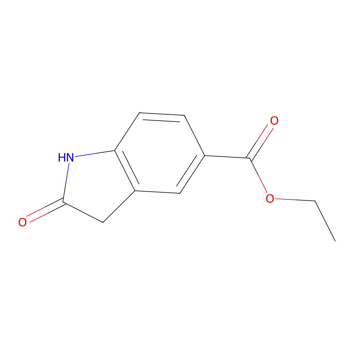 Ethyl 2-oxoindoline-5-carboxylate molecular structure, CAS 61394-49-8