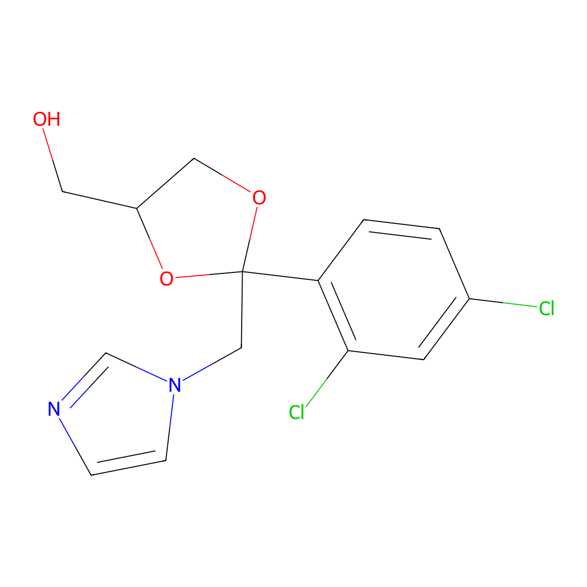 rel-(2R,4S)-2-(2,4-Dichlorophenyl)-2-(1H-imidazol-1-ylmethyl)-1,3-dioxolane-4-methanol molecular structure, CAS 61397-58-8