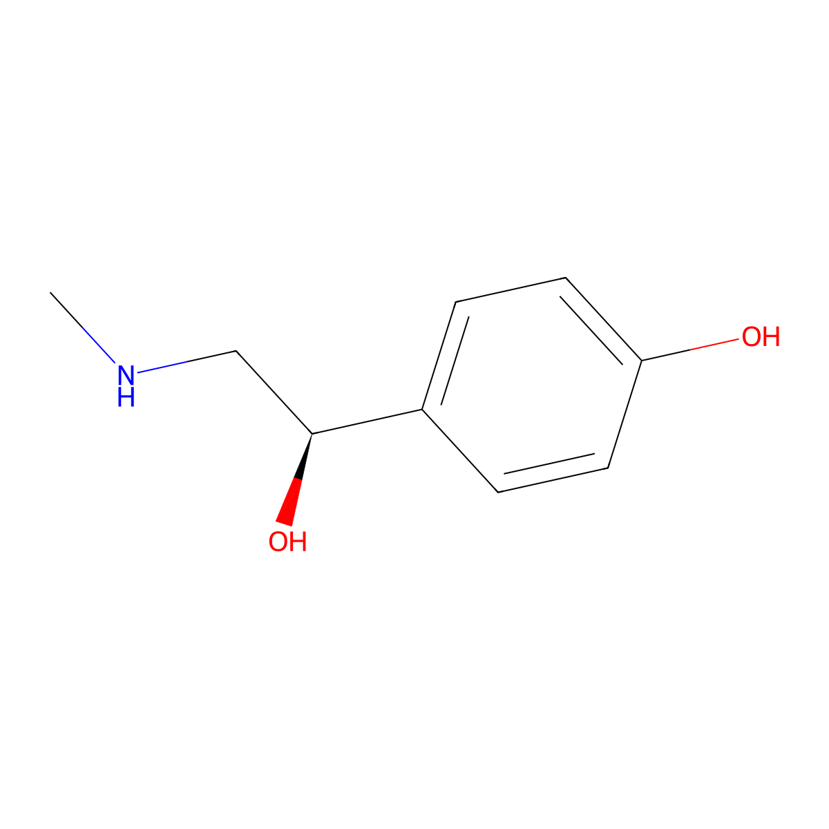 (-)-Synephrine molecular structure, CAS 614-35-7