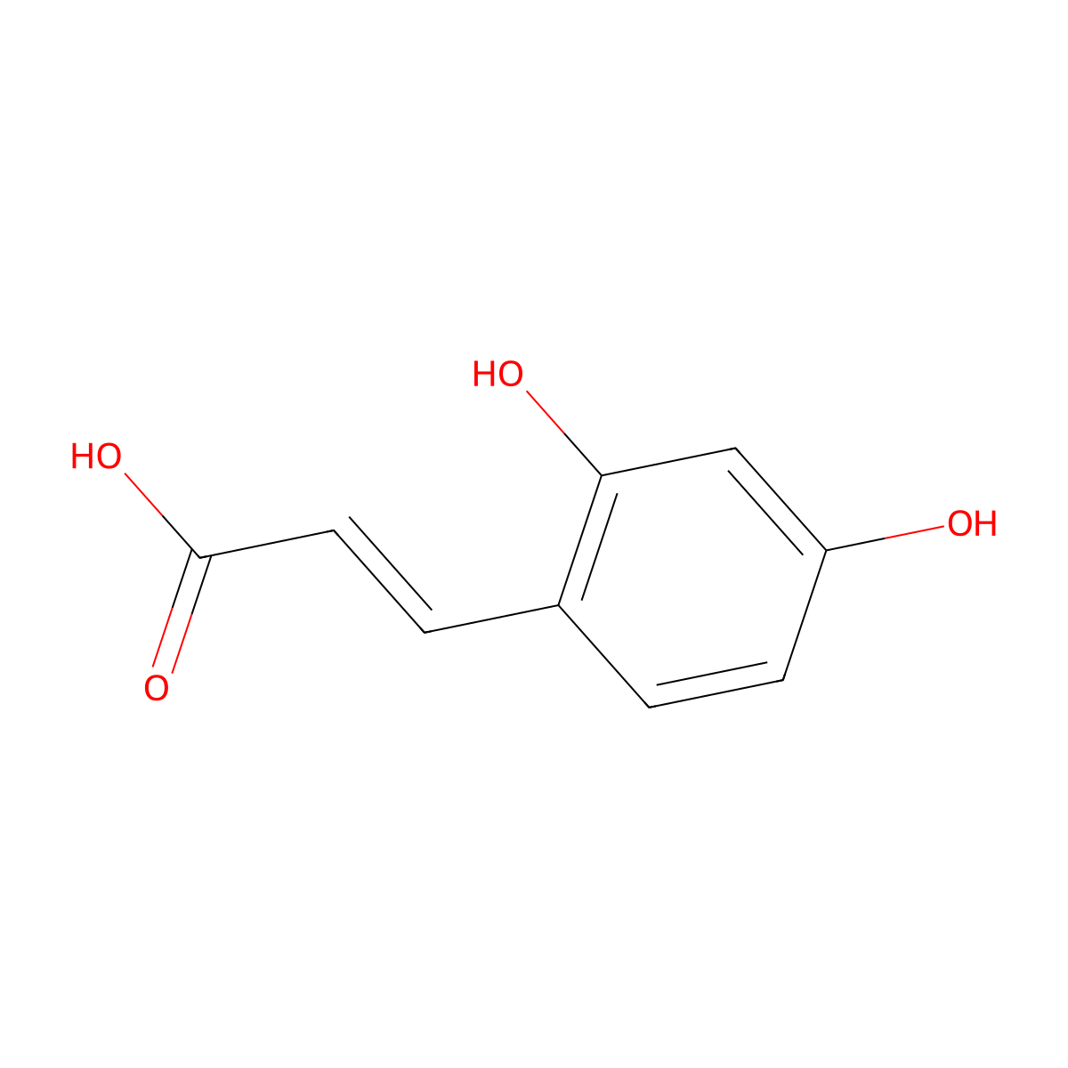 2,4-Dihydroxycinnamic acid molecular structure, CAS 614-86-8