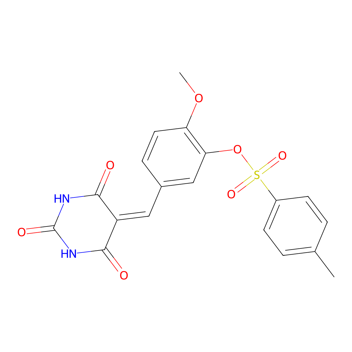 [2-Methoxy-5-[(2,4,6-trioxo-1,3-diazinan-5-ylidene)methyl]phenyl] 4-methylbenzenesulfonate molecular structure, CAS 6140-72-3