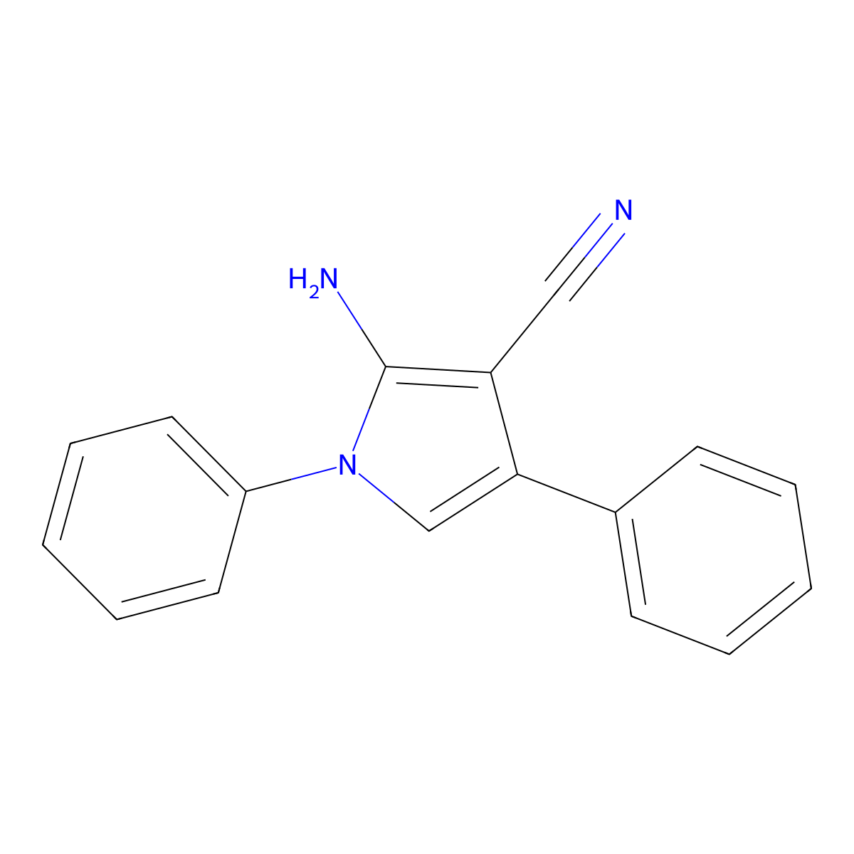 1H-Pyrrole-3-carbonitrile, 2-amino-1,4-diphenyl- molecular structure, CAS 61404-70-4
