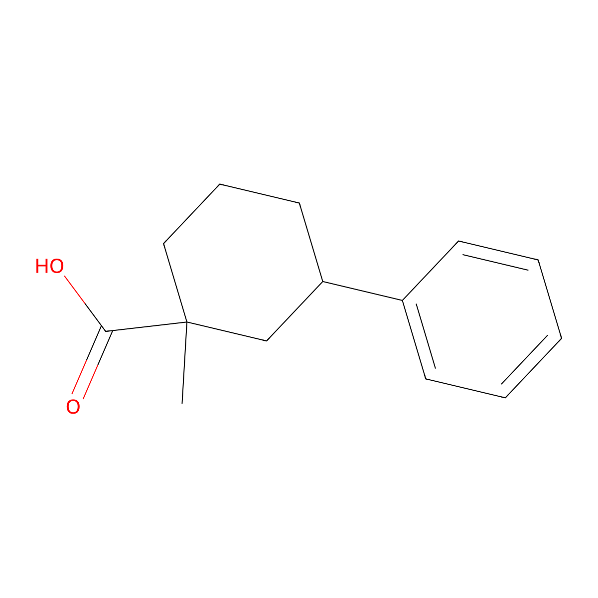 1-Methyl-3-phenylcyclohexane-1-carboxylic acid molecular structure, CAS 61405-13-8
