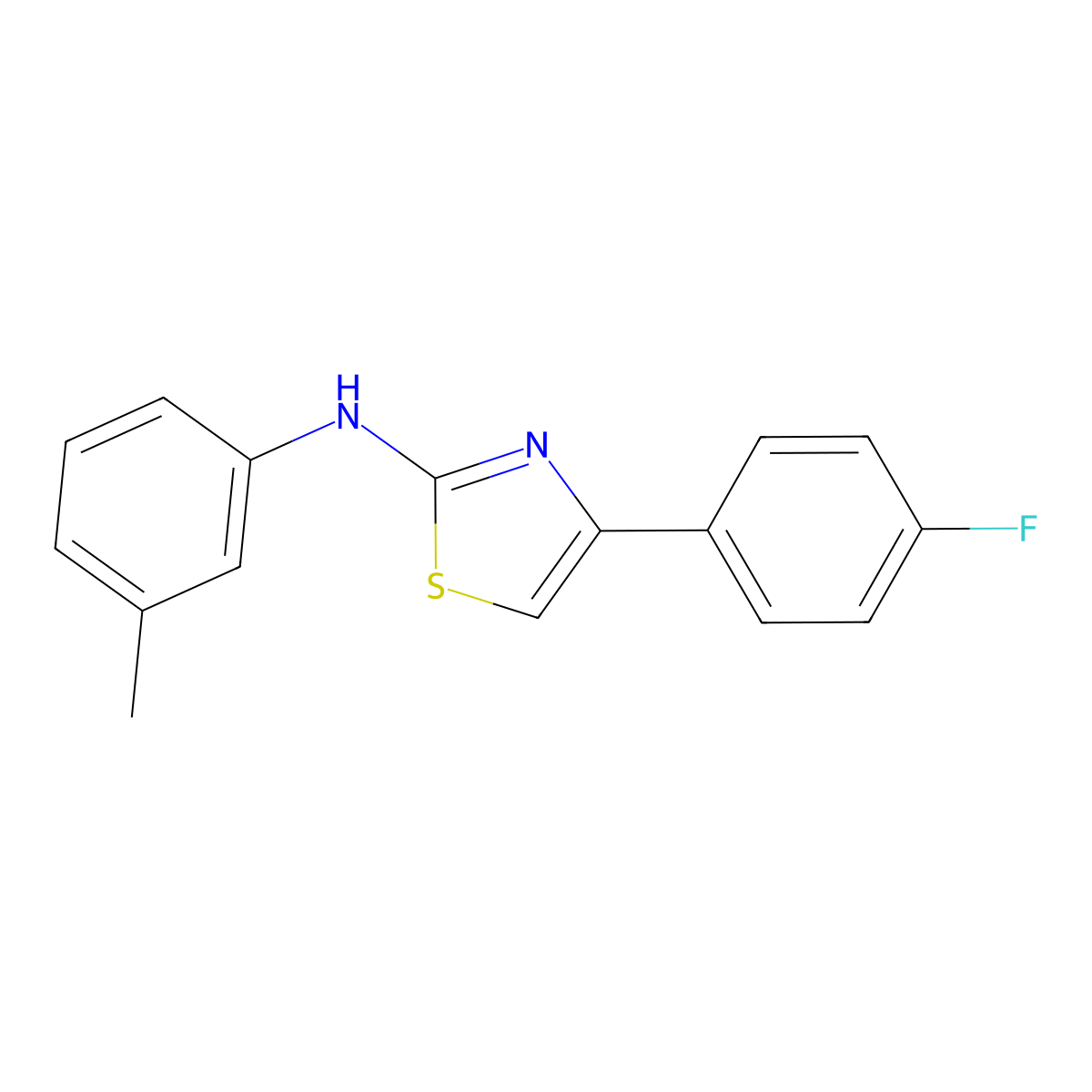 2-Thiazolamine, 4-(4-fluorophenyl)-N-(3-methylphenyl)- molecular structure, CAS 61405-90-1