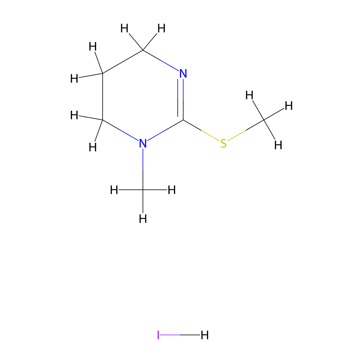 1-Methyl-2-(methylsulfanyl)-1,4,5,6-tetrahydropyrimidine hydroiodide molecular structure, CAS 61406-16-4