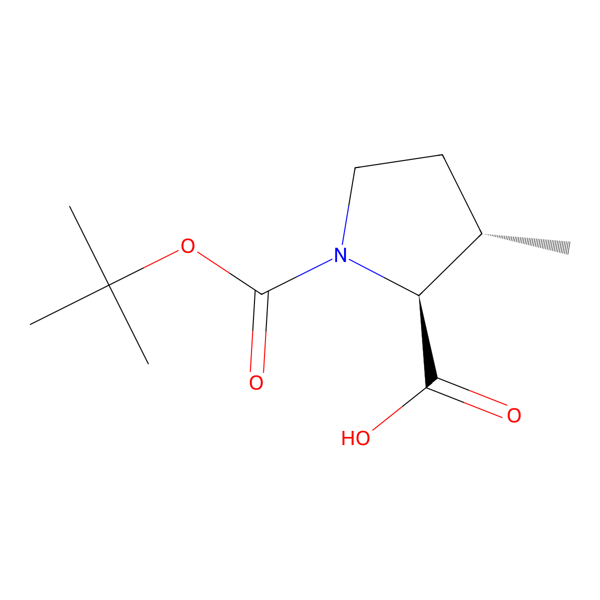 rac-(3S)-1-(tert-butoxycarbonyl)-3-methyl-L-proline molecular structure, CAS 61406-66-4
