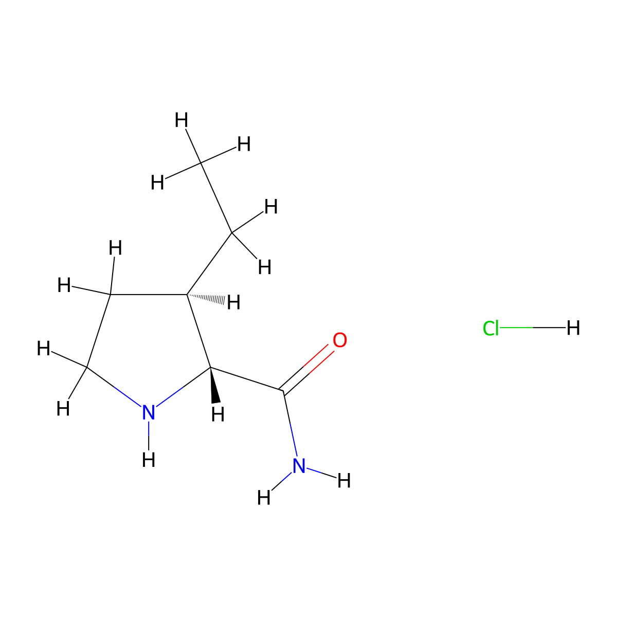 rac-(2R,3R)-3-ethylpyrrolidine-2-carboxamide hydrochloride molecular structure, CAS 61406-74-4