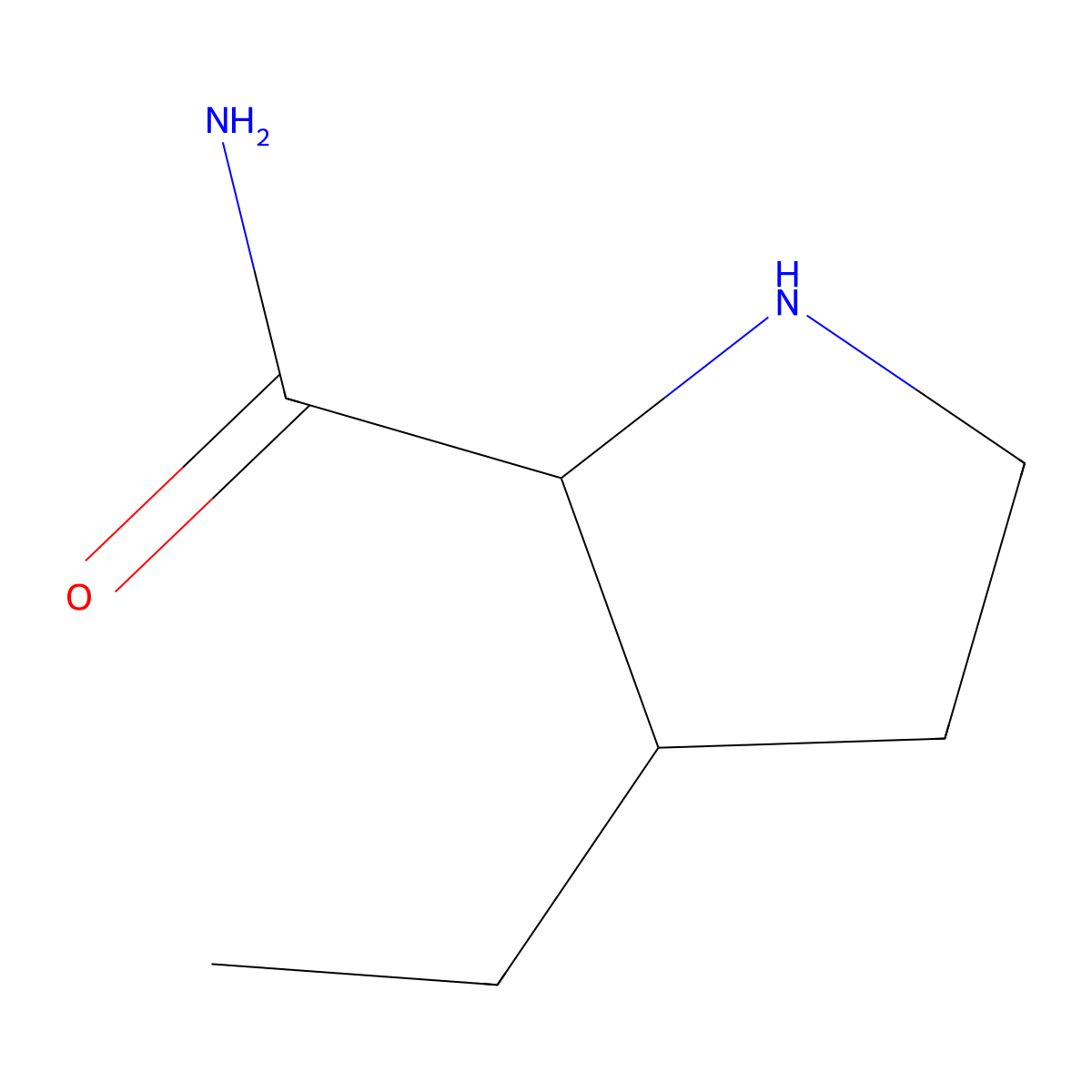 rac-(2R,3R)-3-ethylpyrrolidine-2-carboxamide molecular structure, CAS 61406-75-5