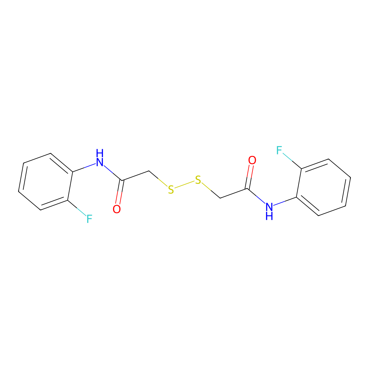 2-[[2-(2-fluoroanilino)-2-oxoethyl]disulfanyl]-N-(2-fluorophenyl)acetamide molecular structure, CAS 6141-35-1