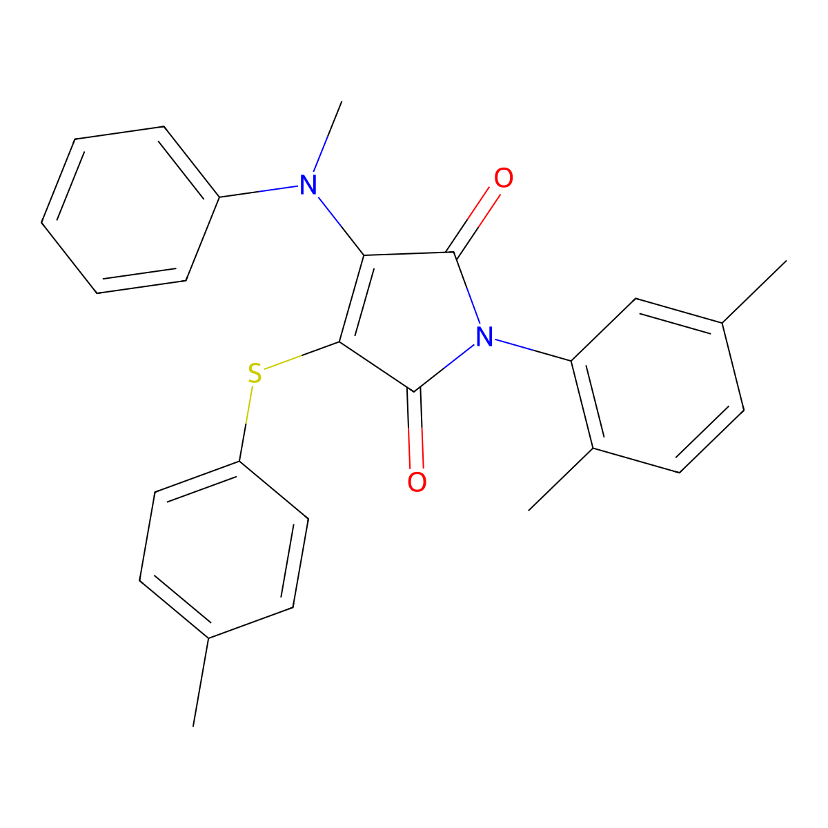 1-(2,5-dimethylphenyl)-3-[methyl(phenyl)amino]-4-[(4-methylphenyl)sulfanyl]-1H-pyrrole-2,5-dione molecular structure, CAS 6141-66-8