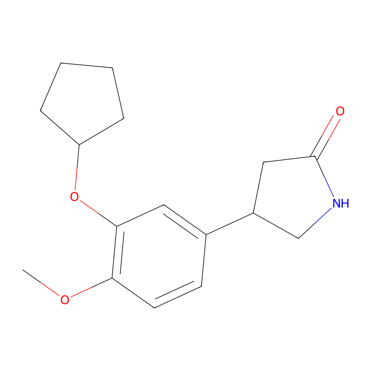Rolipram molecular structure, CAS 61413-54-5