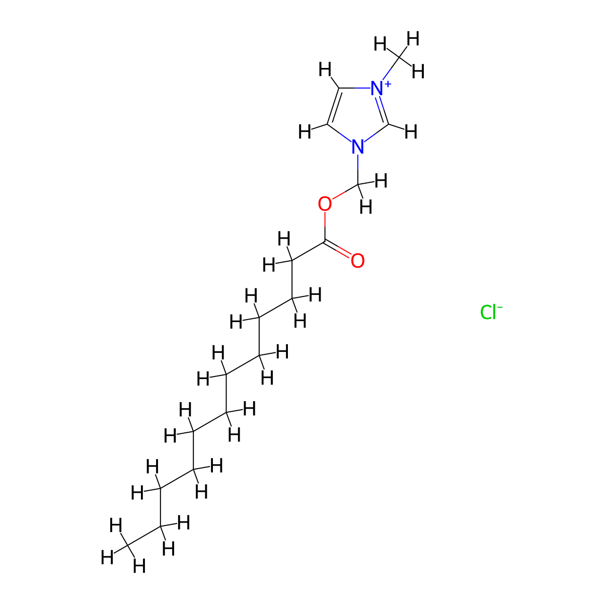 1-((Dodecanoyloxy)methyl)-3-methyl-1H-imidazol-3-ium chloride molecular structure, CAS 61413-61-4