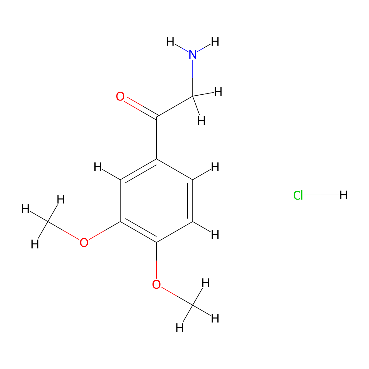 2-Amino-1-(3,4-dimethoxyphenyl)-1-ethanone hydrochloride molecular structure, CAS 61416-34-0