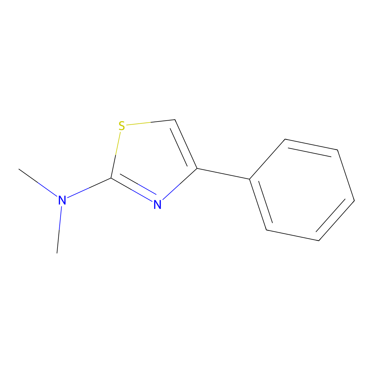 2-Thiazolamine, N,N-dimethyl-4-phenyl- molecular structure, CAS 6142-13-8
