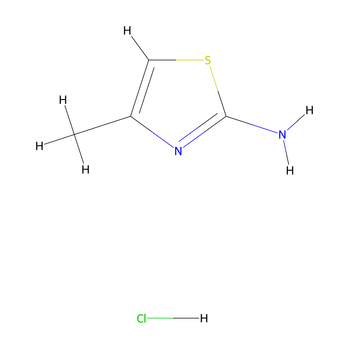 2-Thiazolamine, 4-methyl-, hydrochloride (1:1) molecular structure, CAS 6142-15-0