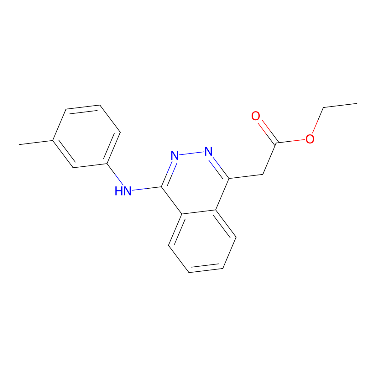 (4-m-Tolylamino-phthalazin-1-yl)-acetic acid ethyl ester molecular structure, CAS 6142-34-3