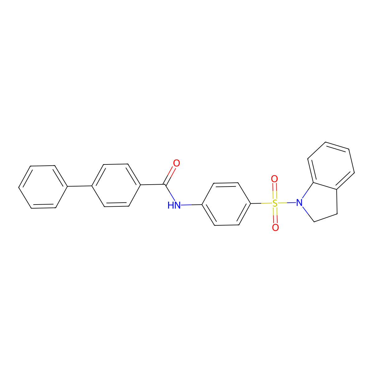 N-[4-(2,3-Dihydro-1H-indole-1-sulfonyl)phenyl][1,1'-biphenyl]-4-carboxamide molecular structure, CAS 6142-52-5