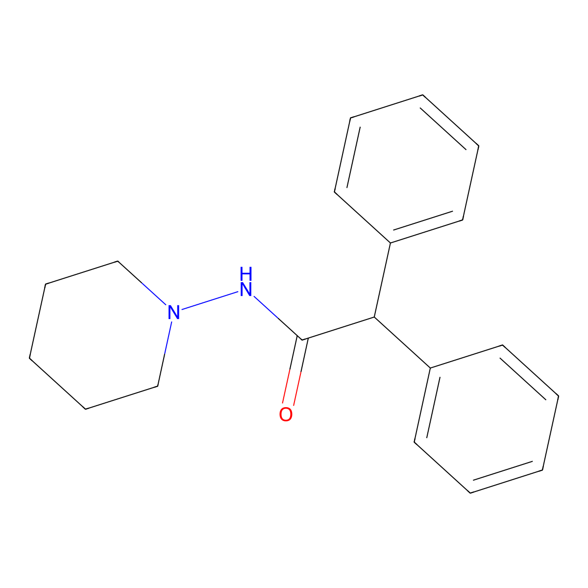 2,2-diphenyl-N-piperidin-1-ylacetamide molecular structure, CAS 61427-88-1