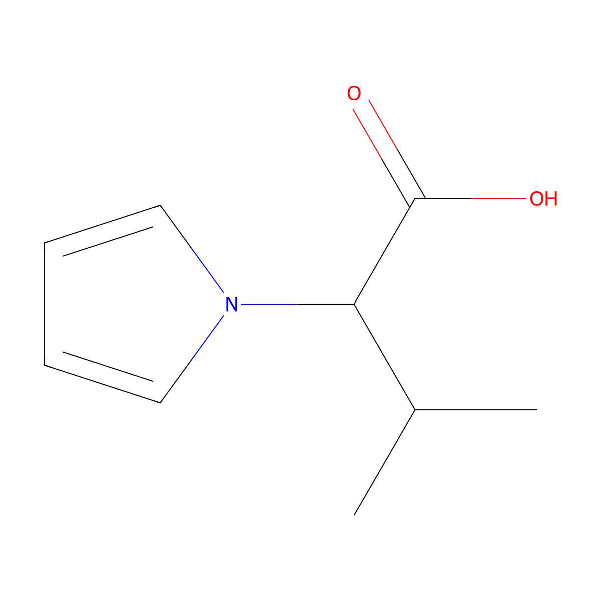 3-methyl-2-(1H-pyrrol-1-yl)butanoic acid molecular structure, CAS 61429-10-5