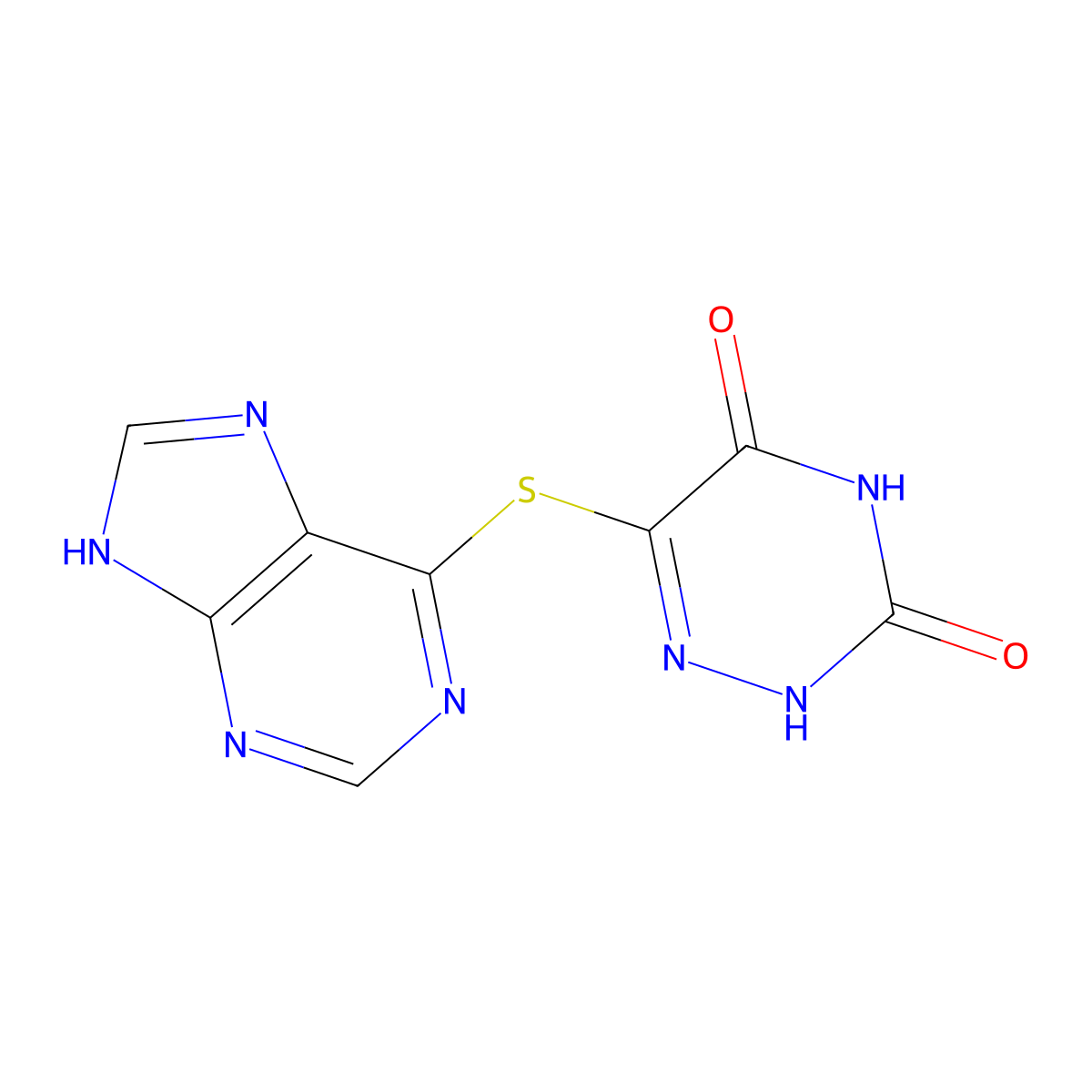 6-[(7H-Purin-6-yl)sulfanyl]-1,2,4-triazine-3,5(2H,4H)-dione molecular structure, CAS 6143-37-9