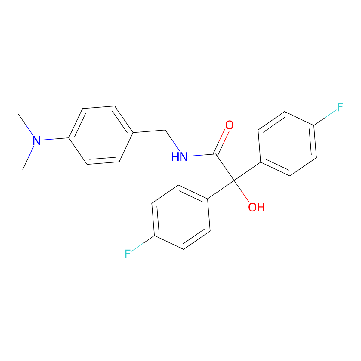 N-(4-(dimethylamino)benzyl)-2,2-bis(4-fluorophenyl)-2-hydroxyacetamide molecular structure, CAS 61431-32-1