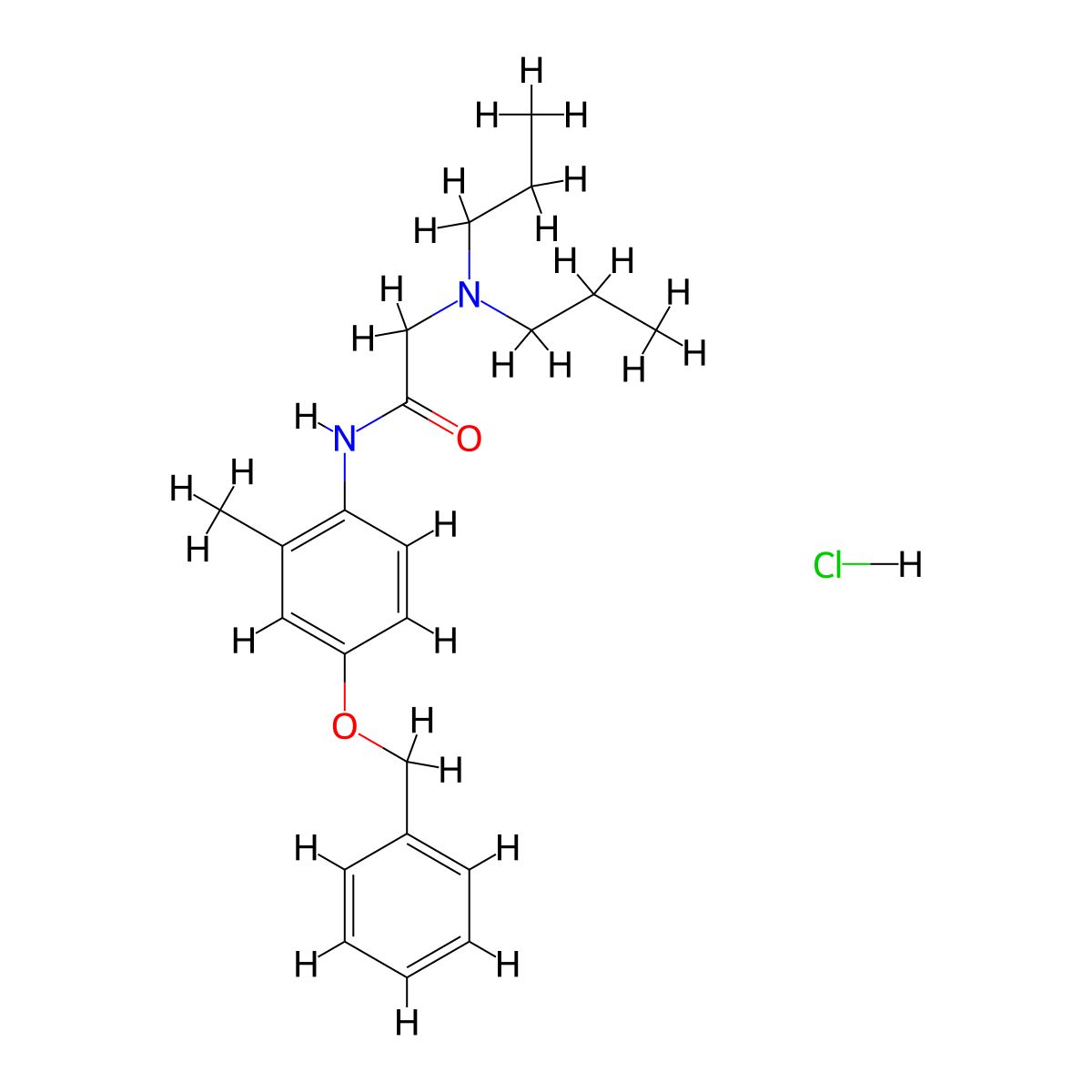 Acetamide, 2-(dipropylamino)-N-(2-methyl-4-(phenylmethoxy)phenyl)-, monohydrochloride molecular structure, CAS 61433-68-9