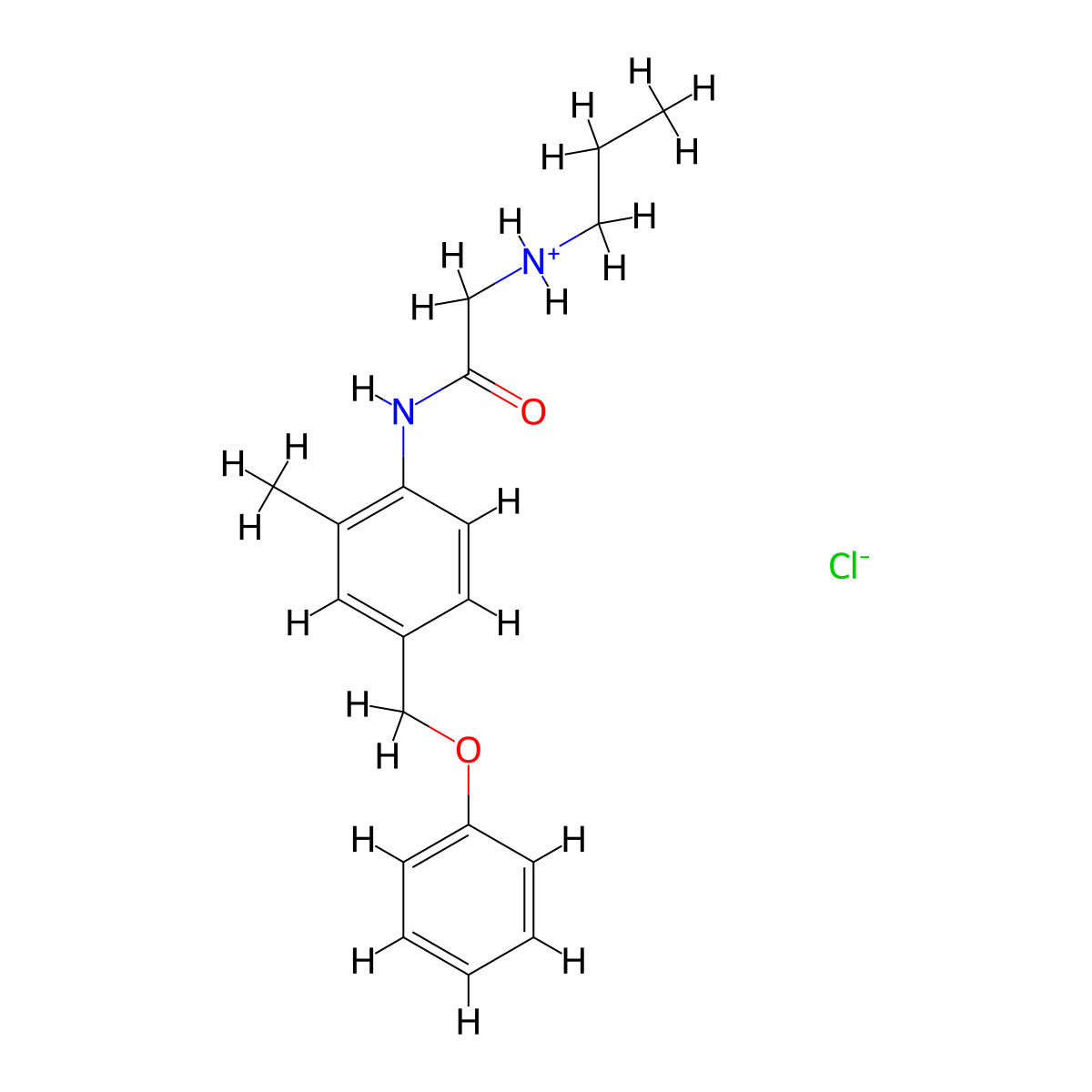 Acetamide, N-(2-methyl-4-(phenylmethoxy)phenyl)-2-(propylamino)-, monohydrochloride molecular structure, CAS 61433-71-4