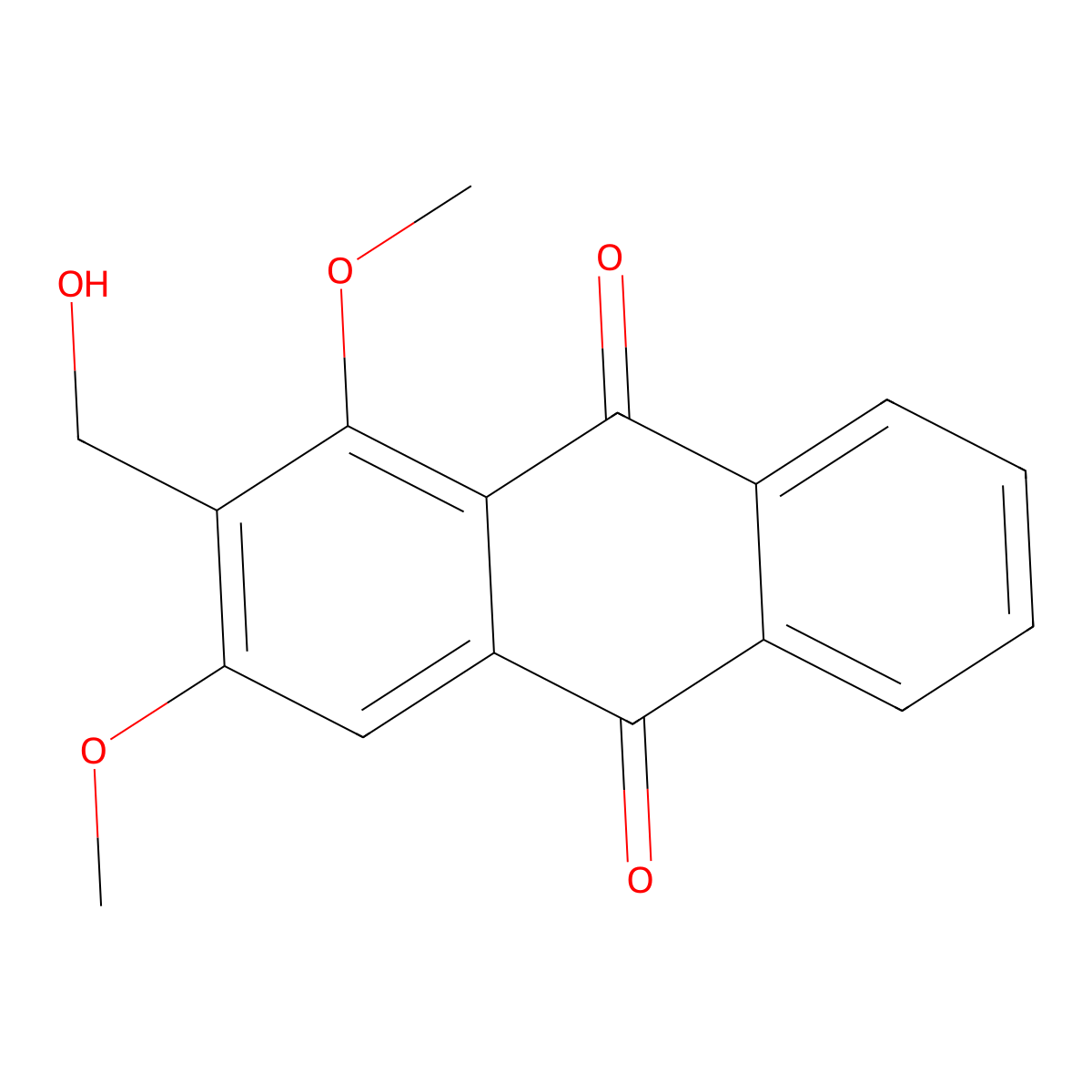 2-(Hydroxymethyl)-1,3-dimethoxyanthraquinone molecular structure, CAS 61434-48-8