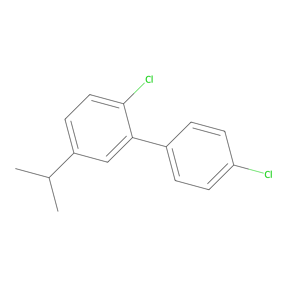 2,4'-Dichloro-5-(propan-2-yl)-1,1'-biphenyl molecular structure, CAS 61434-73-9