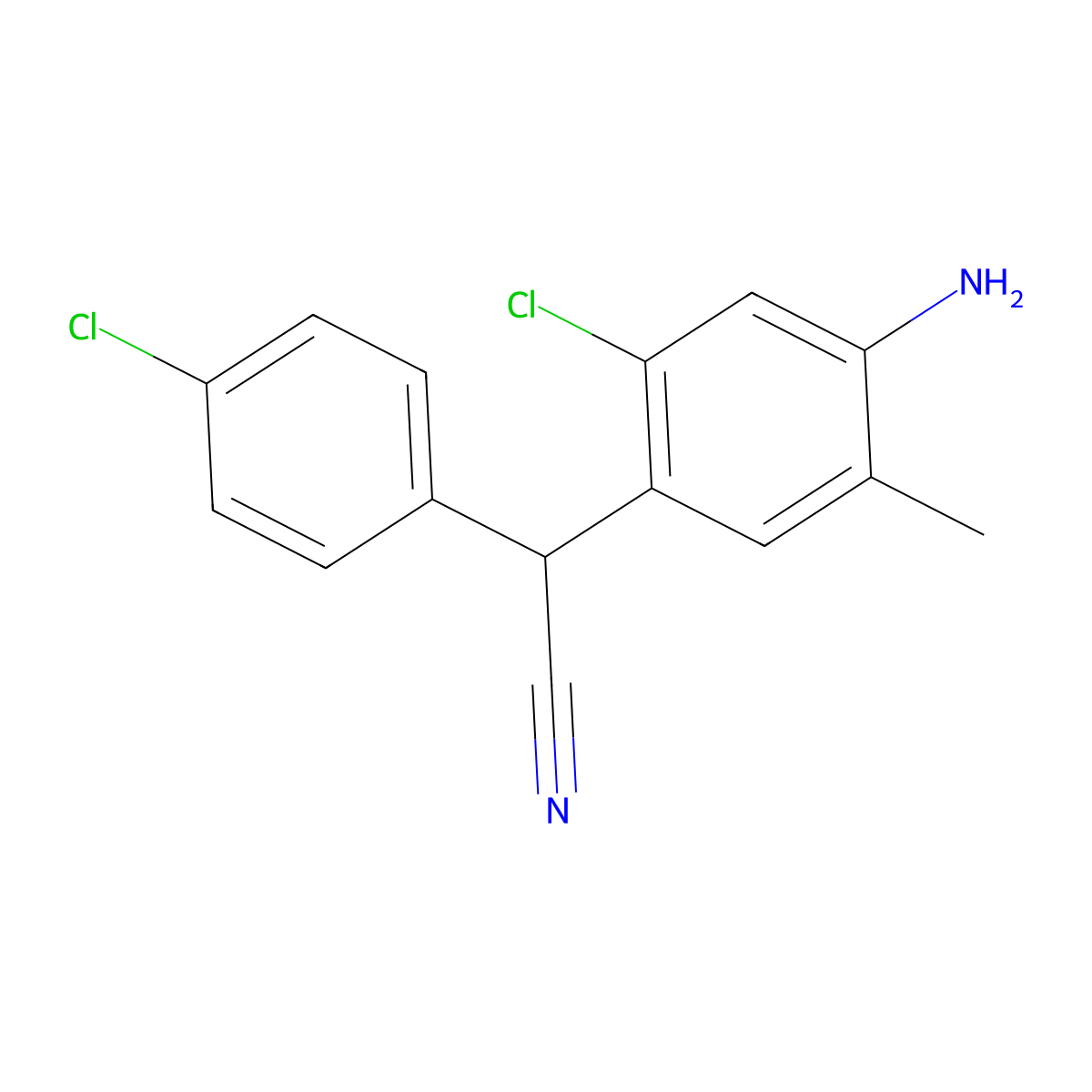 (4-Amino-2-chloro-5-methylphenyl)(4-chlorophenyl)acetonitrile molecular structure, CAS 61437-85-2