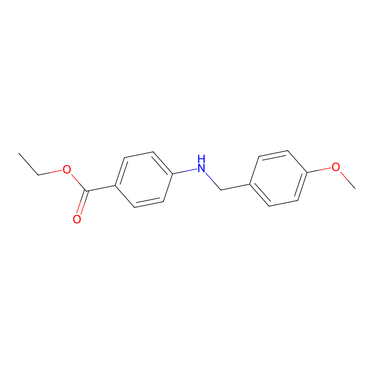 Benzoic acid, 4-[[(4-methoxyphenyl)methyl]amino]-, ethyl ester molecular structure, CAS 61439-58-5