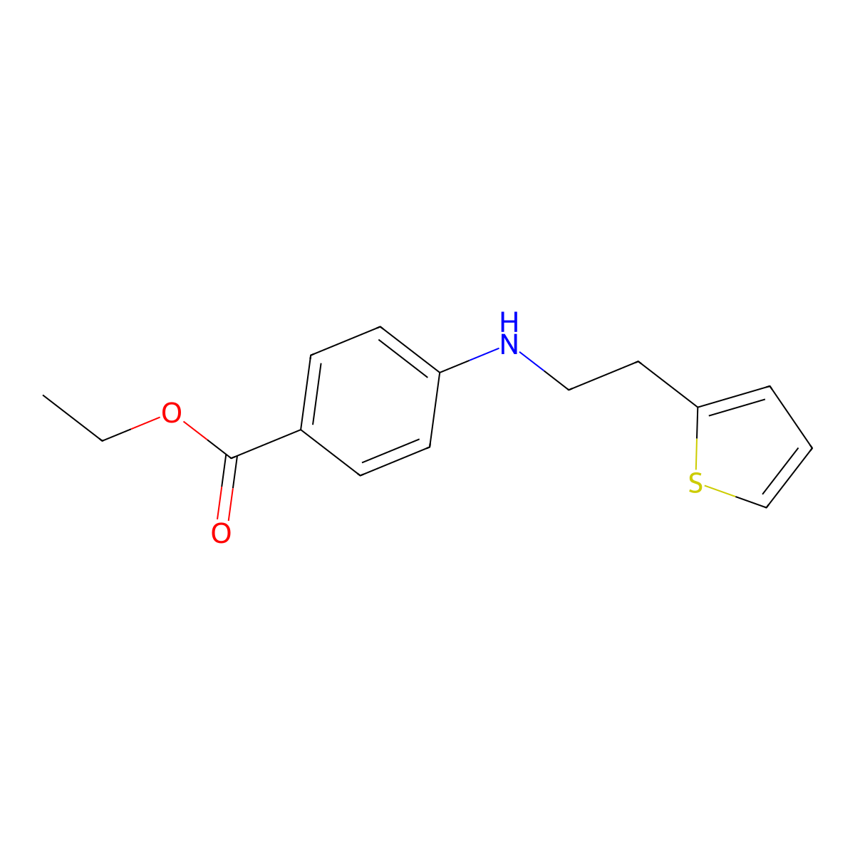Ethyl 4-{[2-(thiophen-2-yl)ethyl]amino}benzoate molecular structure, CAS 61440-50-4
