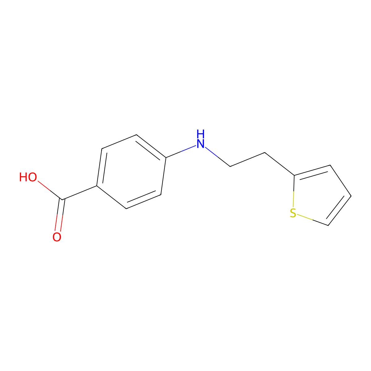 4-{[2-(Thiophen-2-yl)ethyl]amino}benzoic acid molecular structure, CAS 61440-51-5