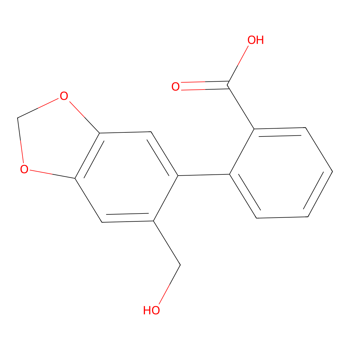 2-[6-(Hydroxymethyl)-2H-1,3-benzodioxol-5-yl]benzoic acid molecular structure, CAS 61440-96-8