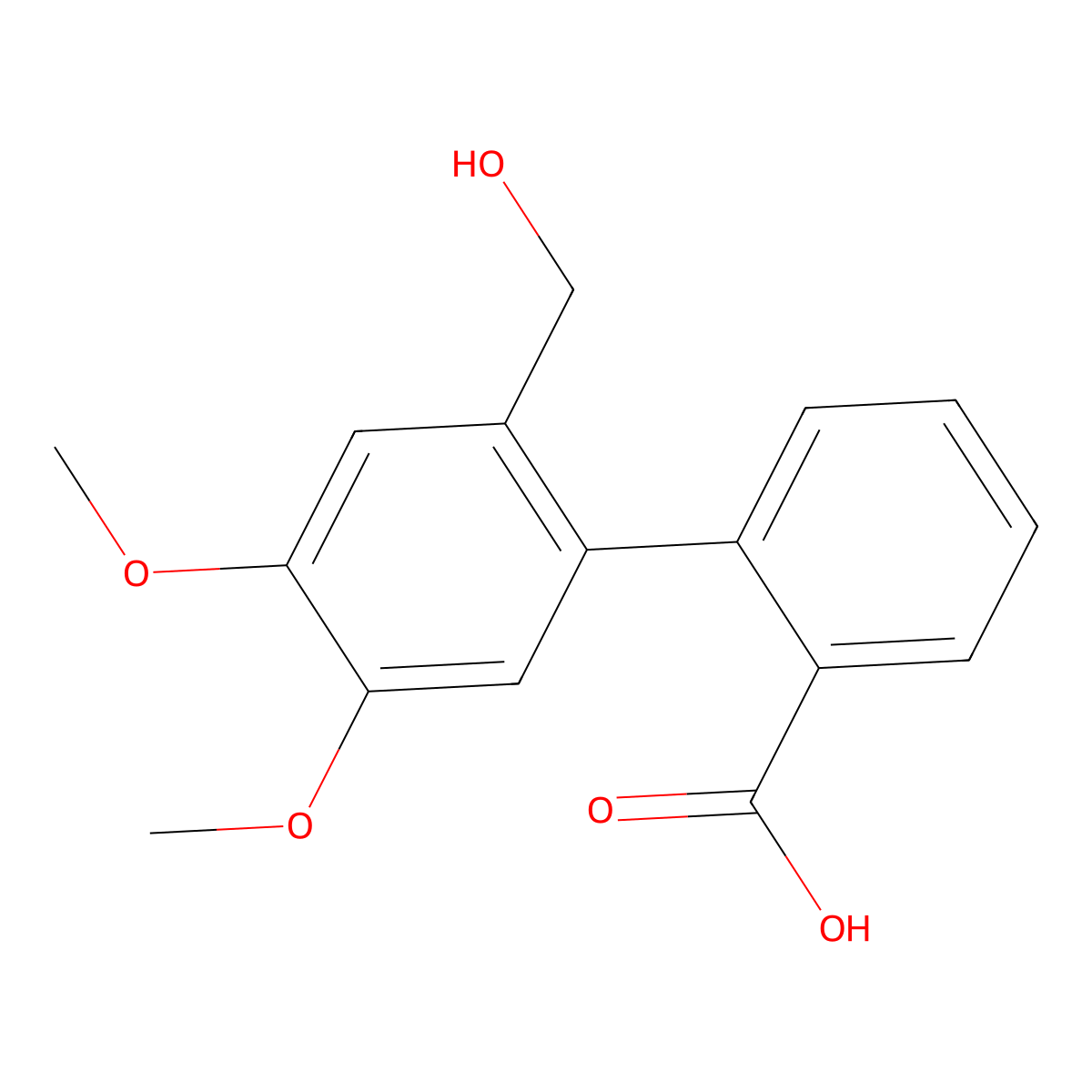 2'-(Hydroxymethyl)-4',5'-dimethoxy[1,1'-biphenyl]-2-carboxylic acid molecular structure, CAS 61440-98-0
