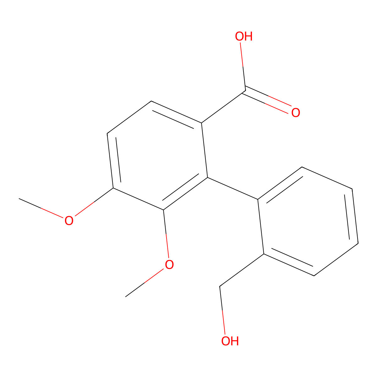 2'-(Hydroxymethyl)-5,6-dimethoxy[1,1'-biphenyl]-2-carboxylic acid molecular structure, CAS 61441-00-7