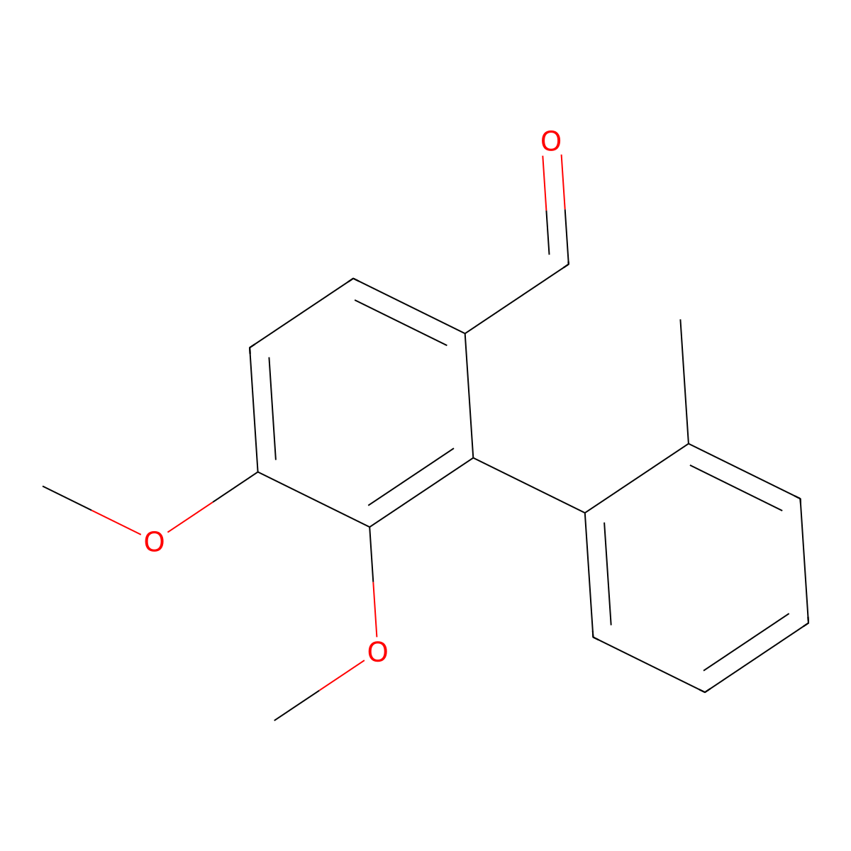 [1,1'-Biphenyl]-2-carboxaldehyde, 5,6-dimethoxy-2'-methyl- molecular structure, CAS 61441-10-9