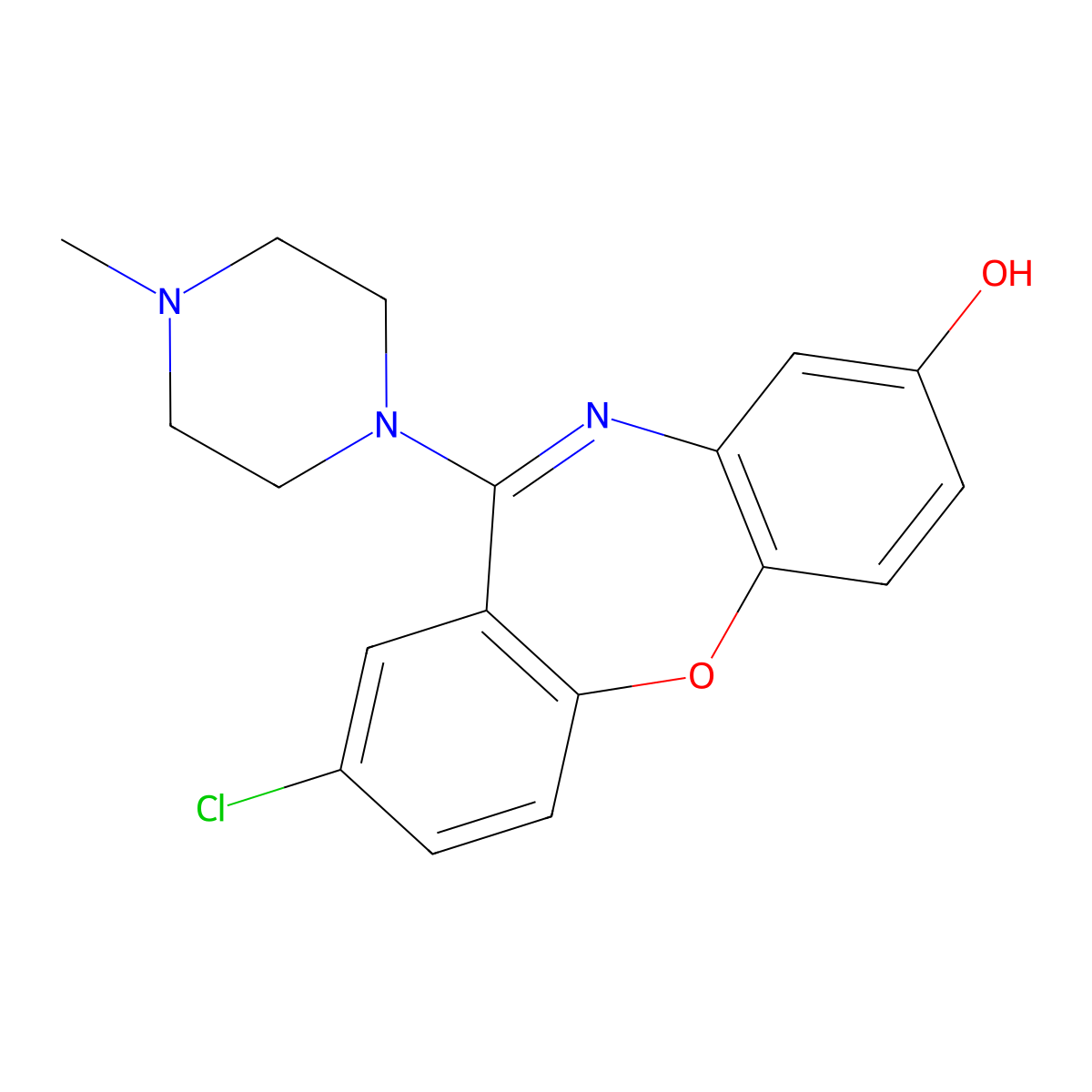 8-Hydroxyloxapine molecular structure, CAS 61443-77-4