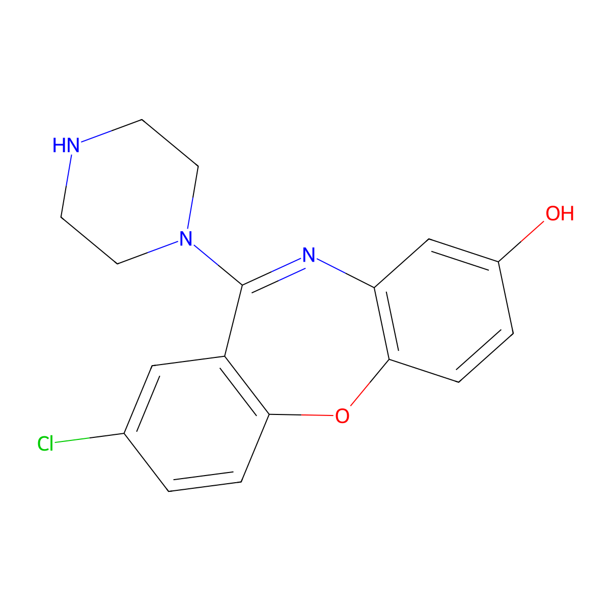 8-Hydroxyamoxapine molecular structure, CAS 61443-78-5