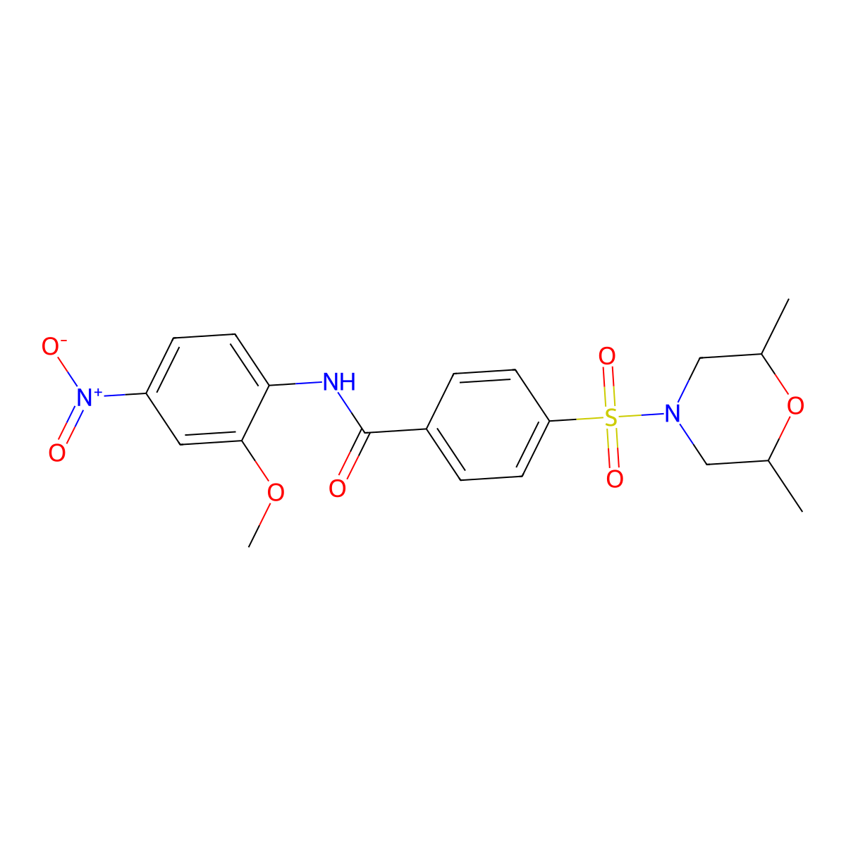 4-(2,6-Dimethylmorpholine-4-sulfonyl)-N-(2-methoxy-4-nitrophenyl)benzamide molecular structure, CAS 6145-21-7