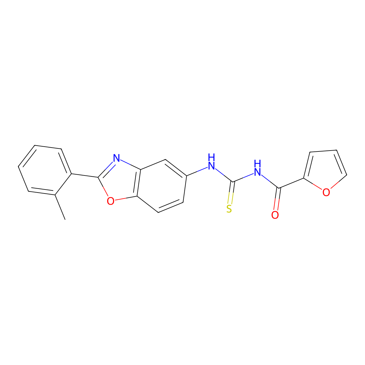 N-[[2-(2-methylphenyl)-1,3-benzoxazol-5-yl]carbamothioyl]furan-2-carboxamide molecular structure, CAS 6145-48-8